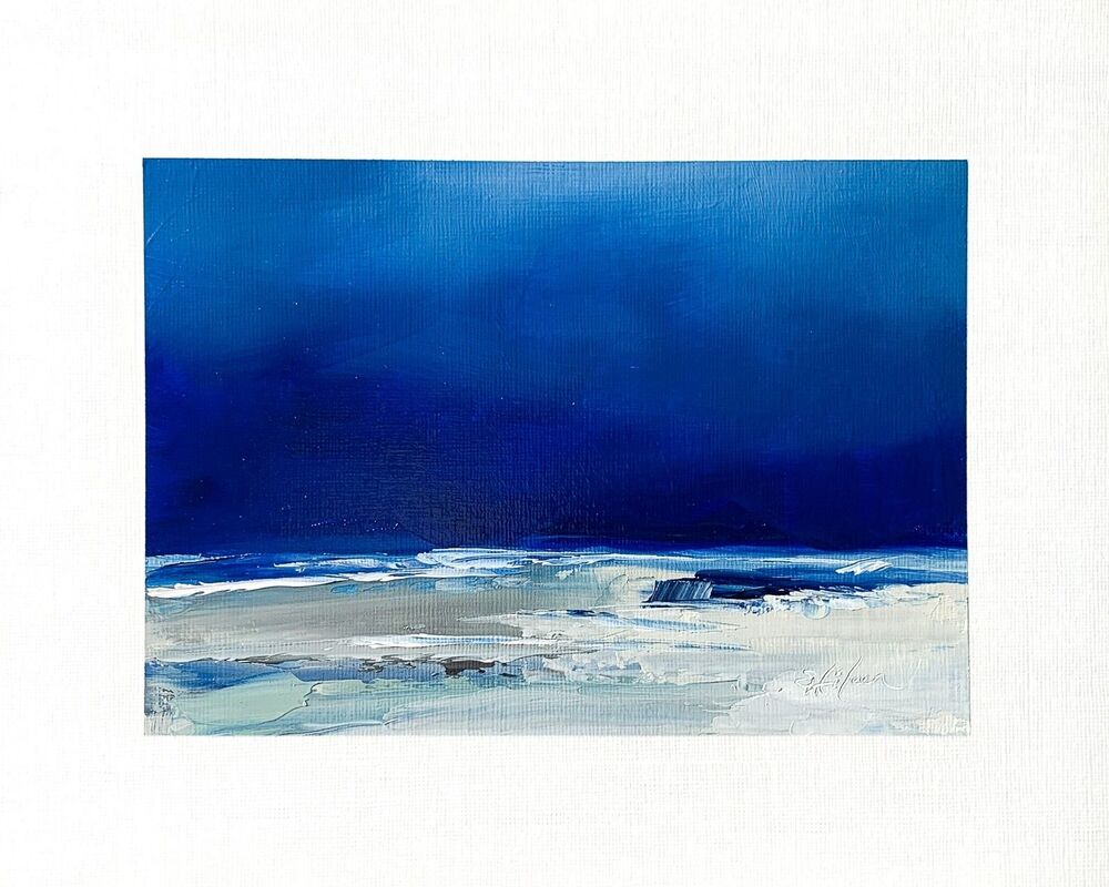 8x10 Original Oil Painting Seascape Moody Stormy Modern Contemporary Art Signed